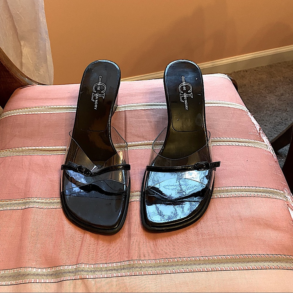 Chinese Laundry Illusion Buckle Wedges - 7.5 - Early 2000s